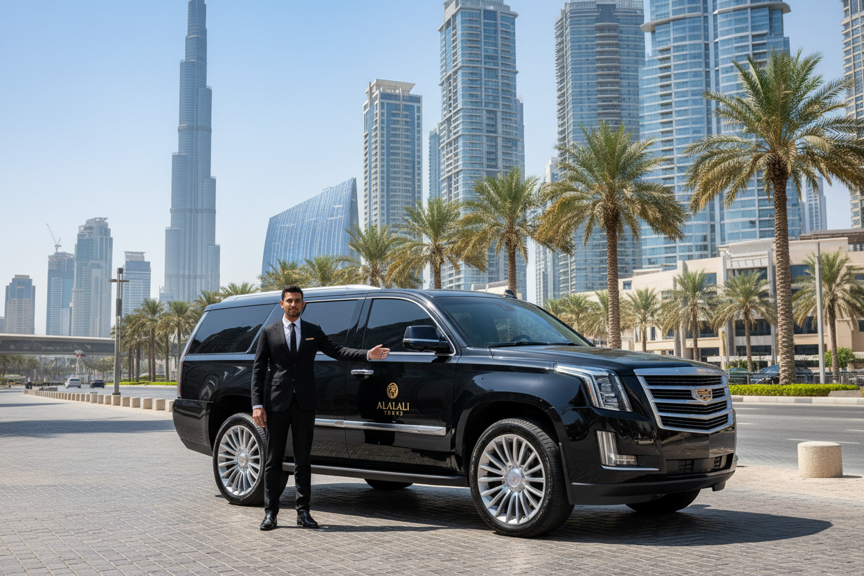black suv with driver in dubai of alalali tours