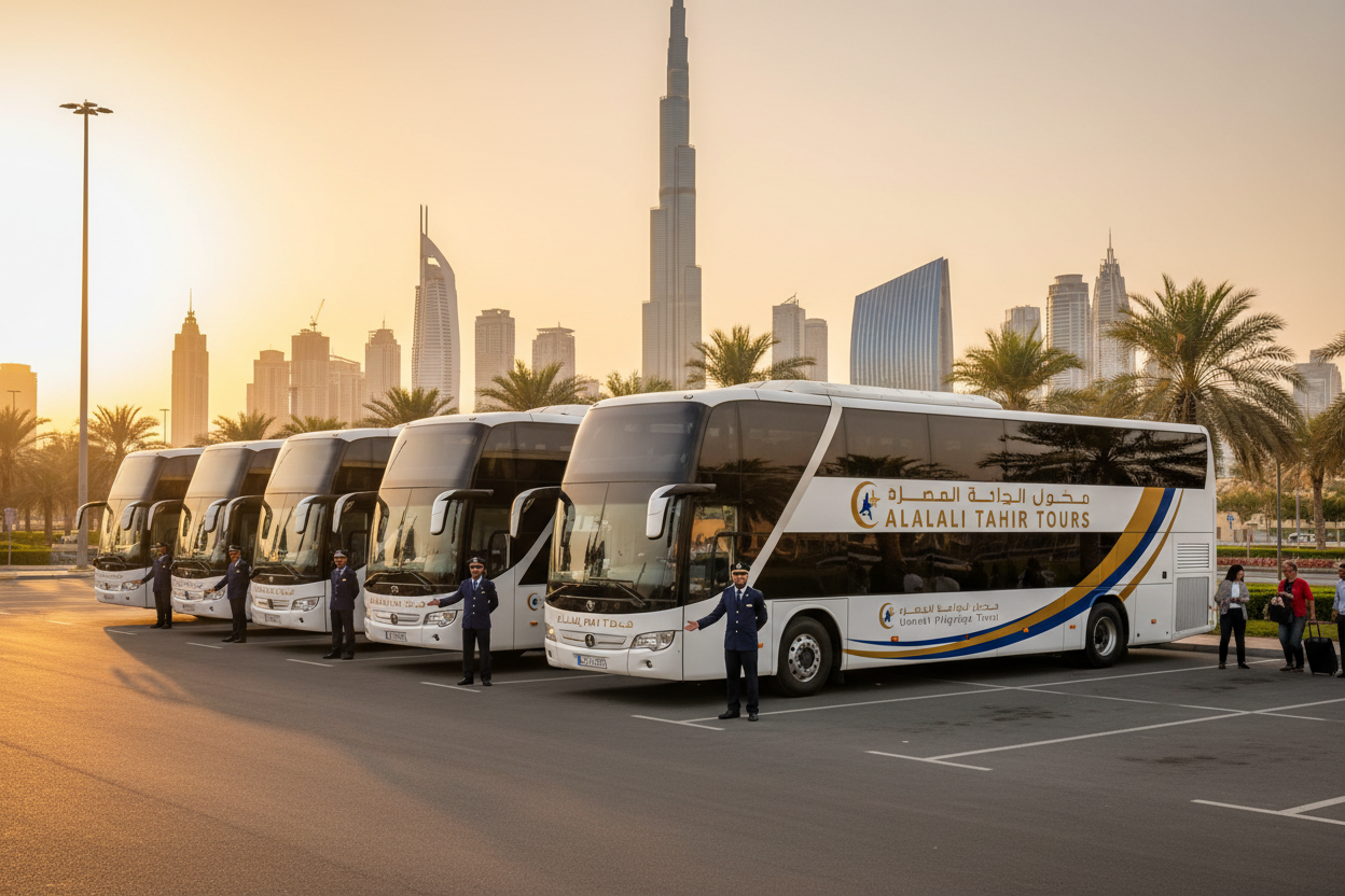many alalali tahir tours buses in dubai with driver for umrah
