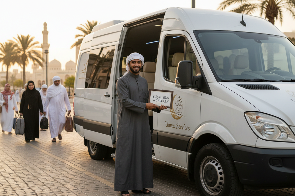 umra service with driver on van