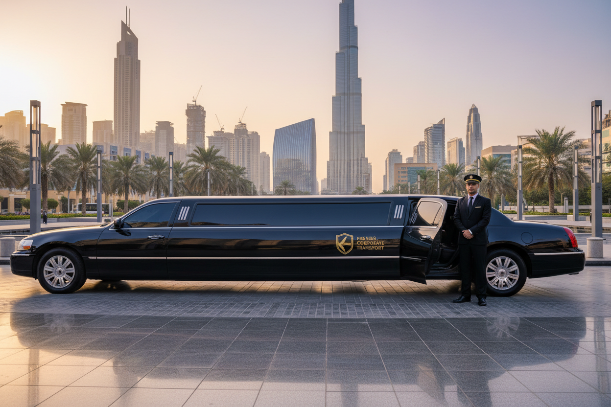 vip corporate transport in dubai in limousine with driver