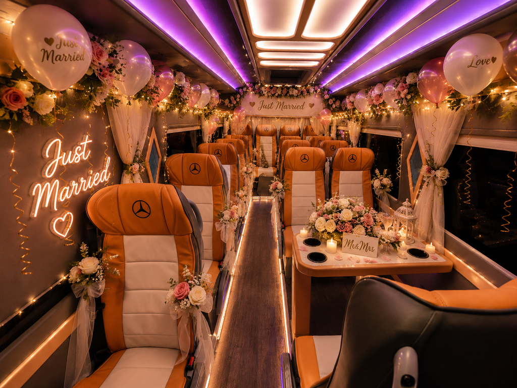 Luxury Mercedes Sprinter Party Bus – Birthday & Wedding Celebrations in Dubai